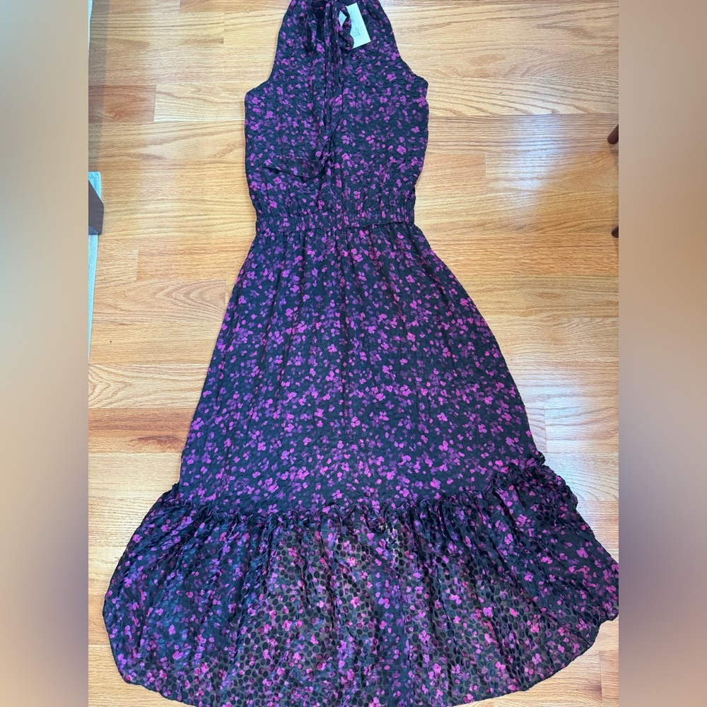 Ramy Brook: Eva High-Neck Midi Dress. Color: Plumberry, Size: Small